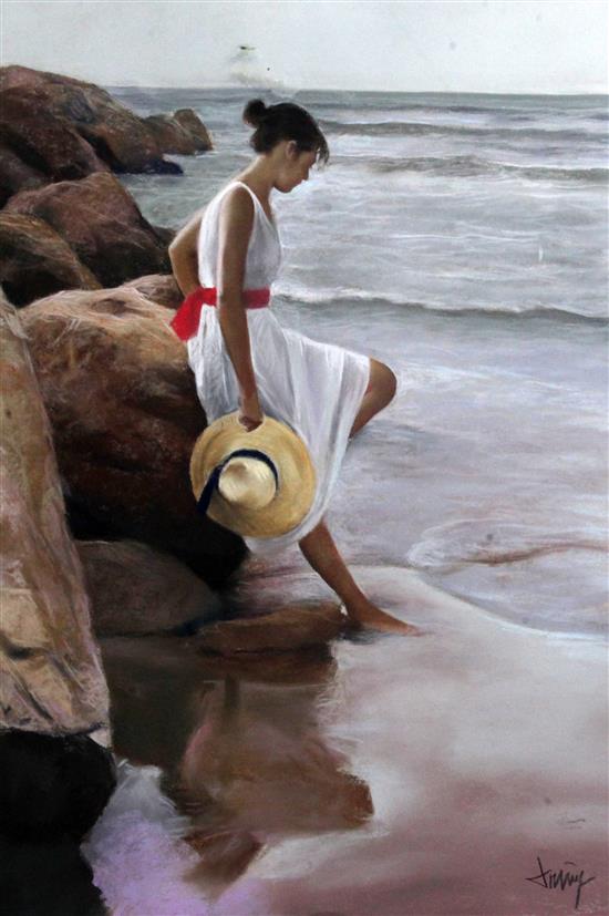 D. Alvarez Gomez Domingo Young woman on the seashore 54 x 44cm